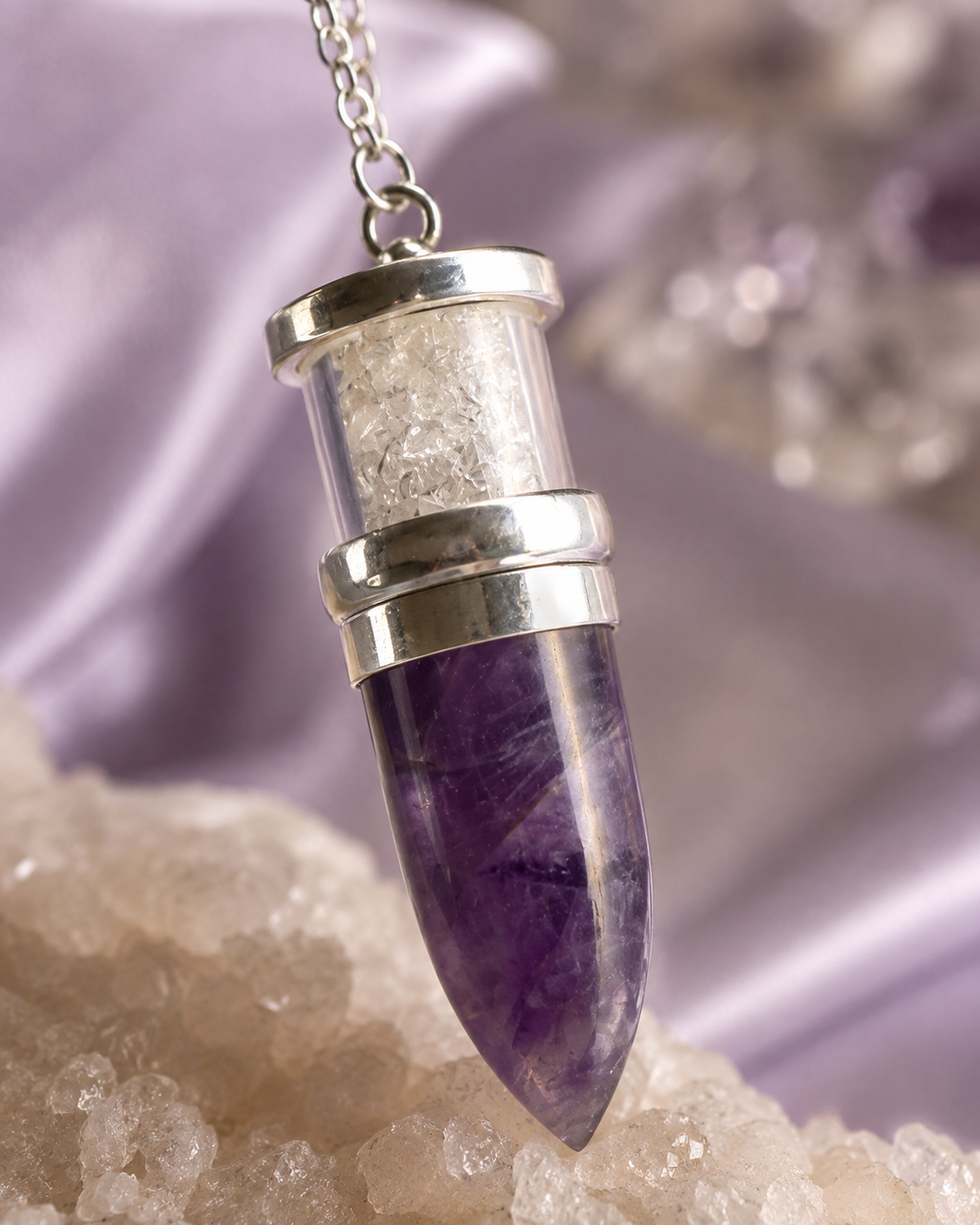 Amethyst & Herkimer Pendulum